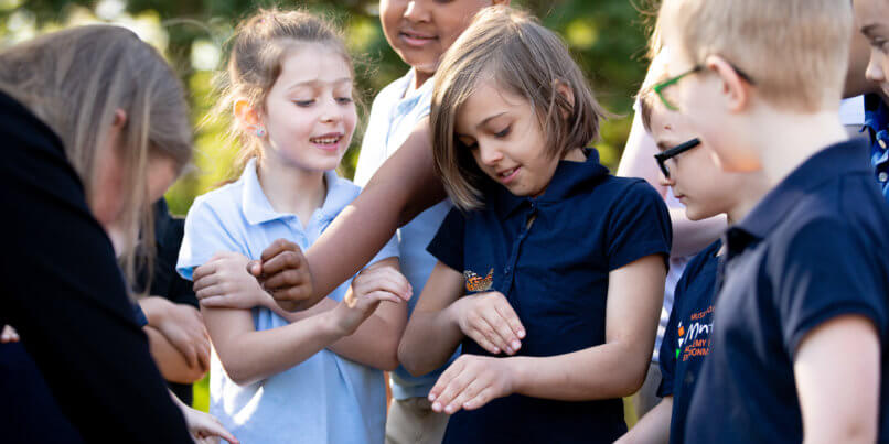 Muskegon Montessori Academy for Environmental Change students learning outdoors